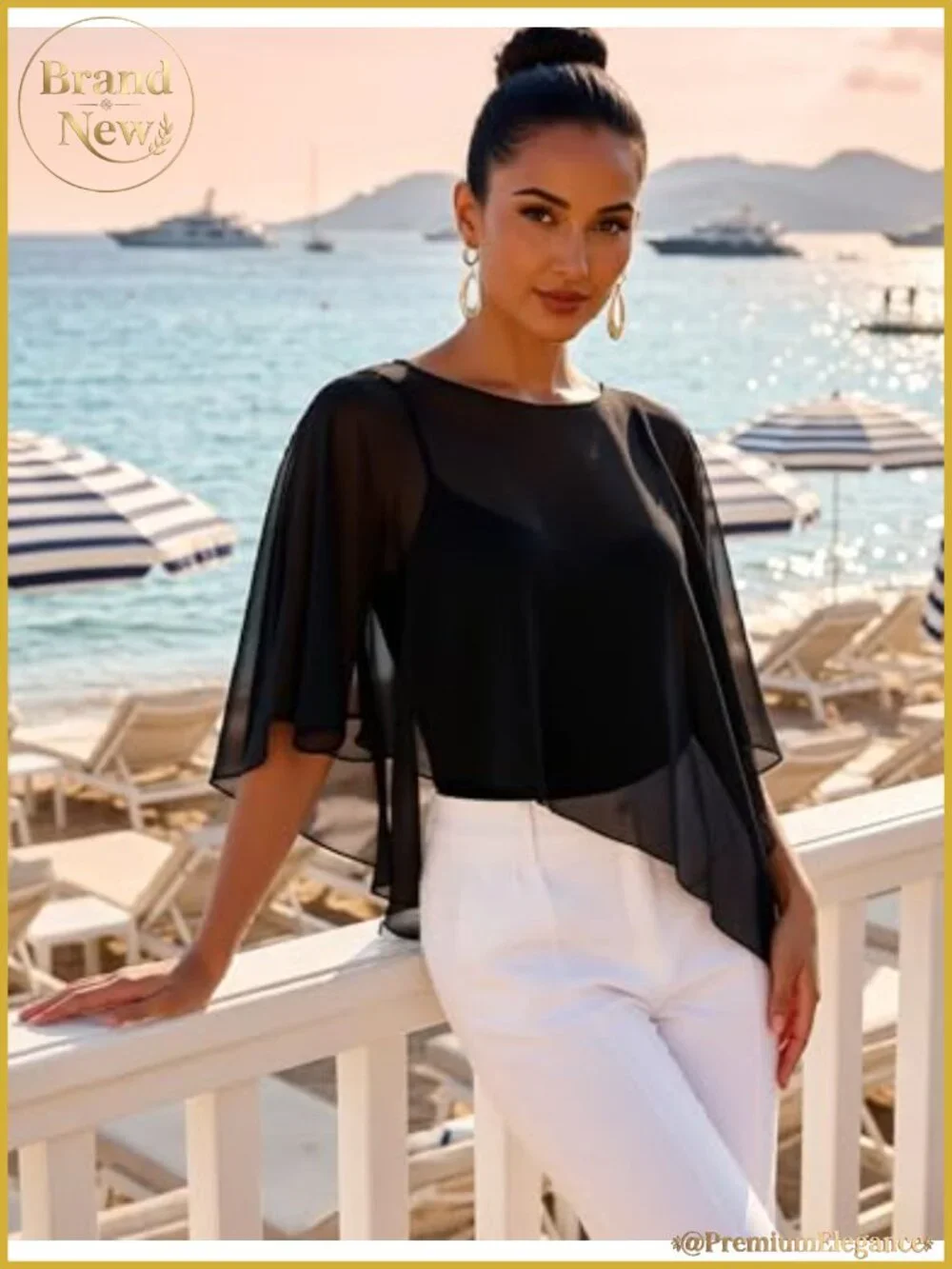 Chiffon Capelet Batwing Sleeve Sheer Wrap Wedding Shawl Cover Up One Size